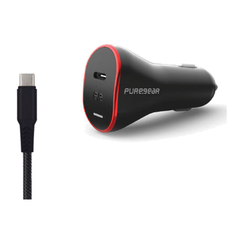 מטען לרכב PureGear GaN II + כבל USB-C ל-USB-C